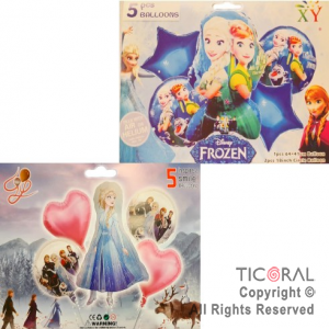 SET DE GLOBOS METALIZADO FROZEN 5 UNIDADES X 1